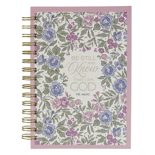 Be Still and Know Purple Floral Spiral Journal - Psalm 46:10