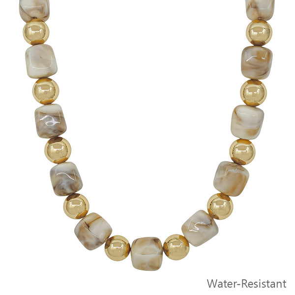 Gold and Natural Beaded Necklace