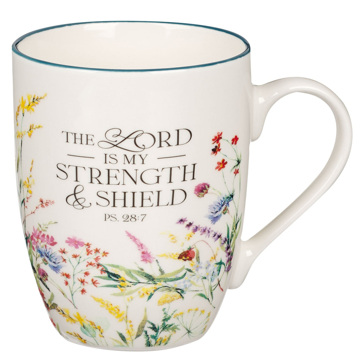 Strength and Shield Floral Meadow Ceramic Coffee Mug