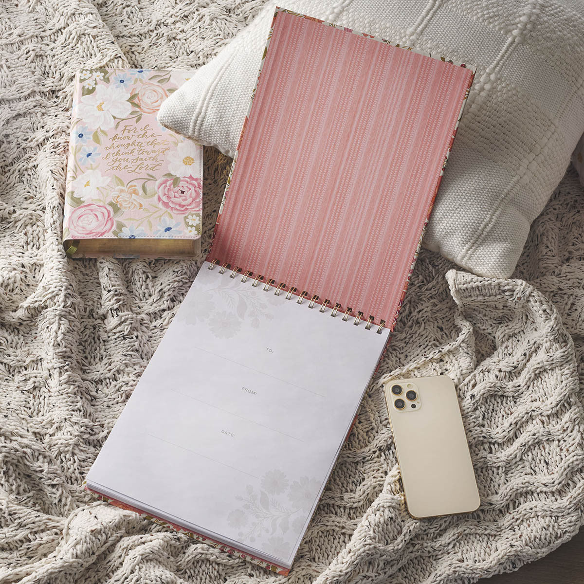 Trust Coral Floral Spiral Notepad