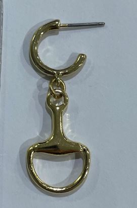 1" Gold Horsebit Earrings