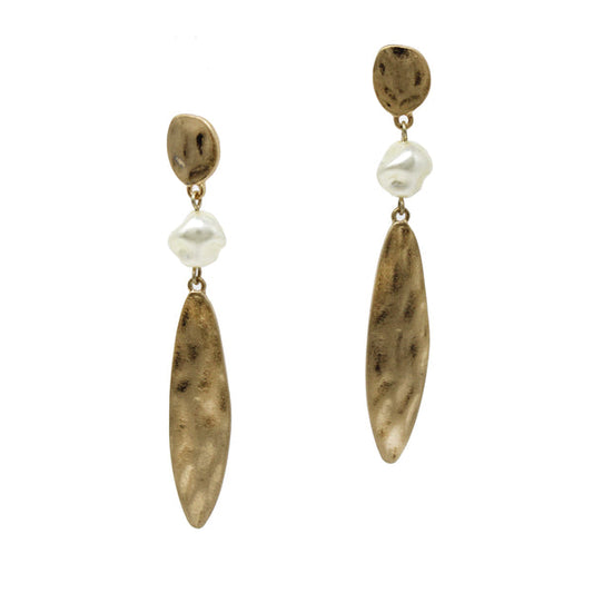 Hammered Pearl Geo Earrings
