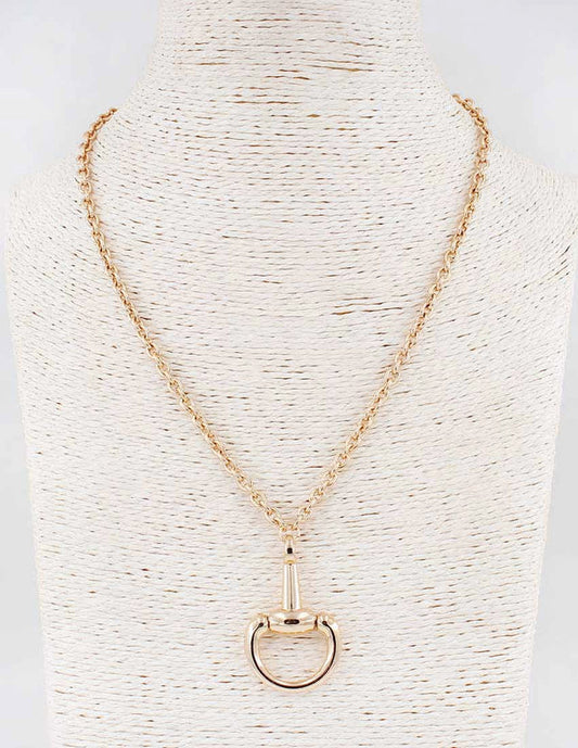 Gold Horsebit Charm Necklace