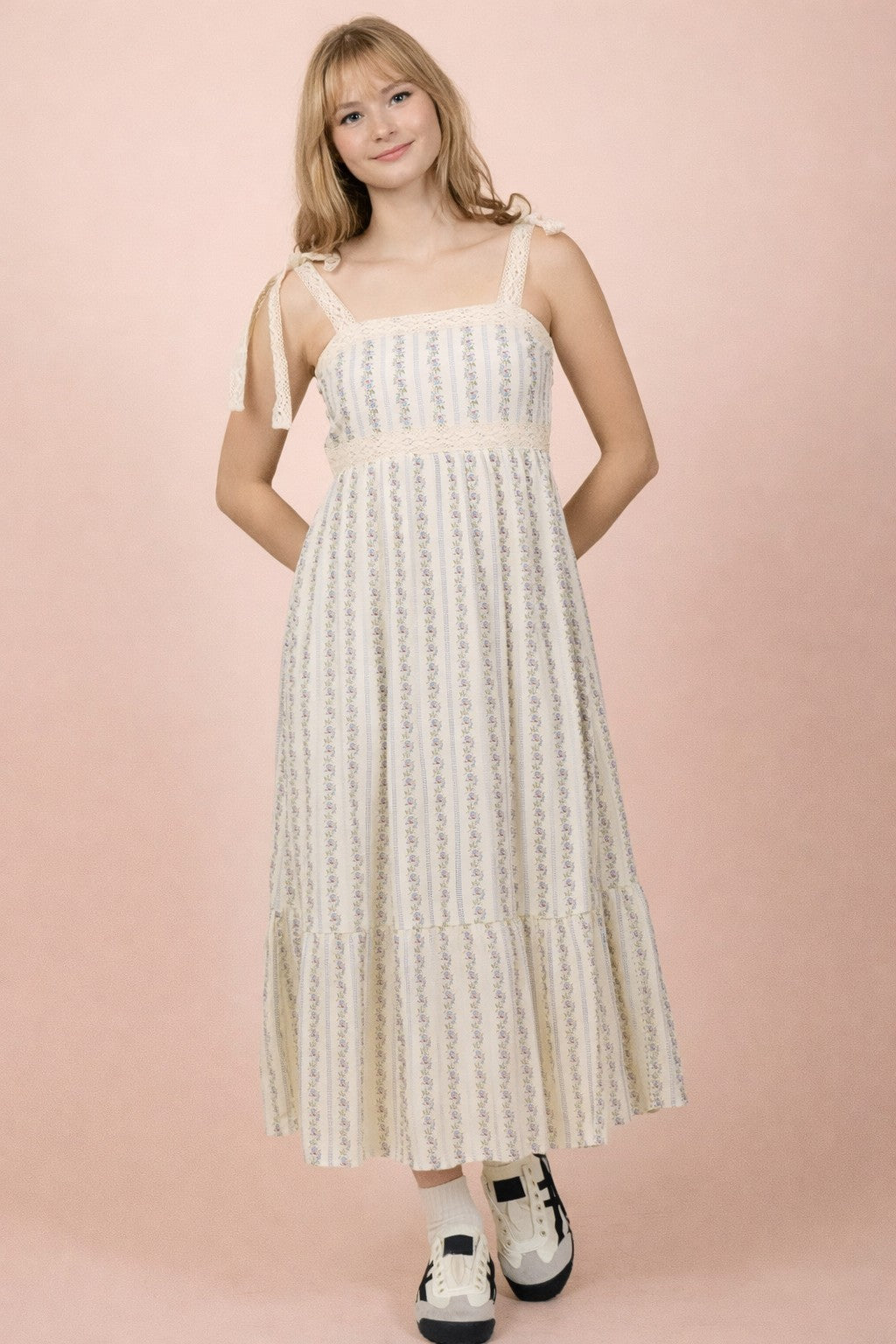 Lace Floral Midi Dress