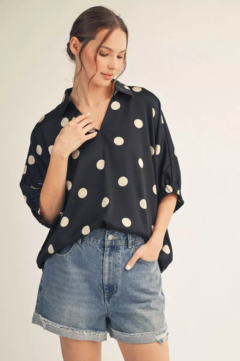 Polka Dot Collared Shirt