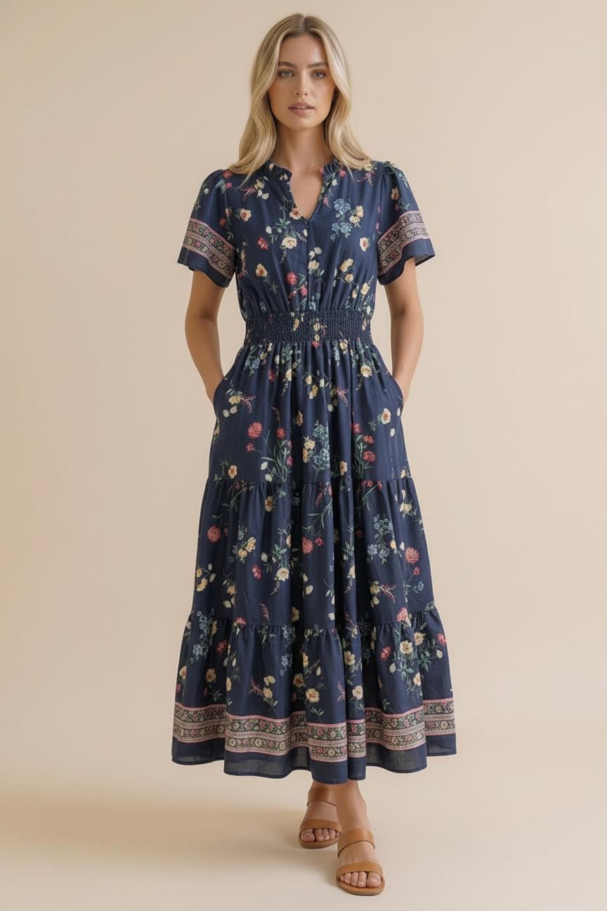 Smock Waist Maxi Dress