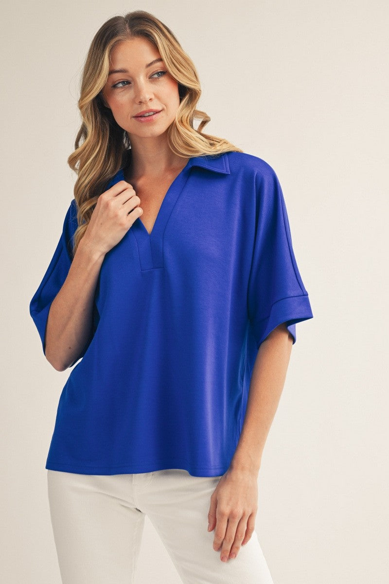 Collared Drop Shoulder Blouse