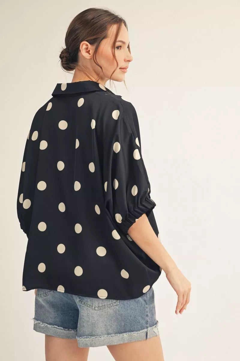 Polka Dot Collared Shirt