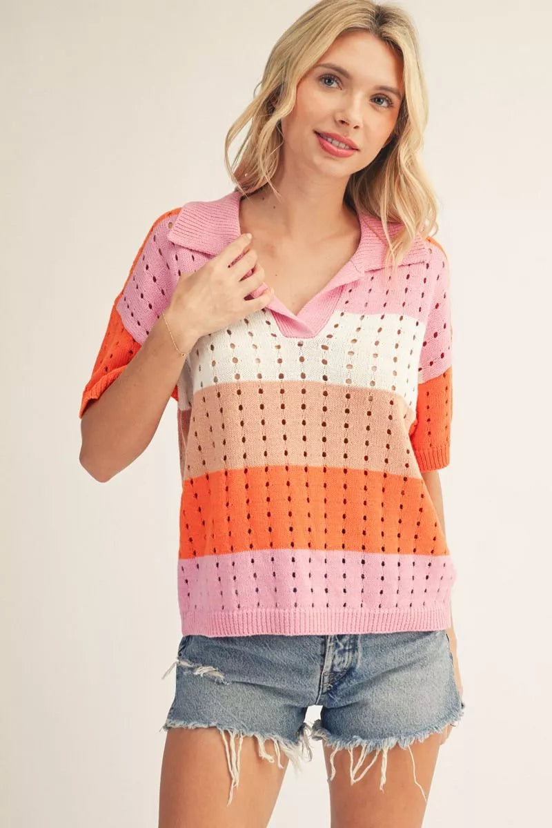 Color Block Sweater Top