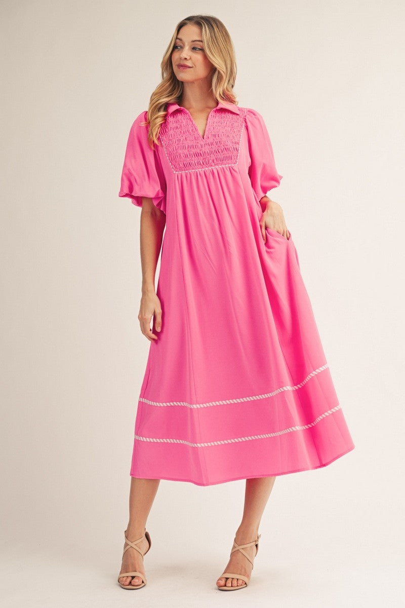 Hot Pink Midi Dress
