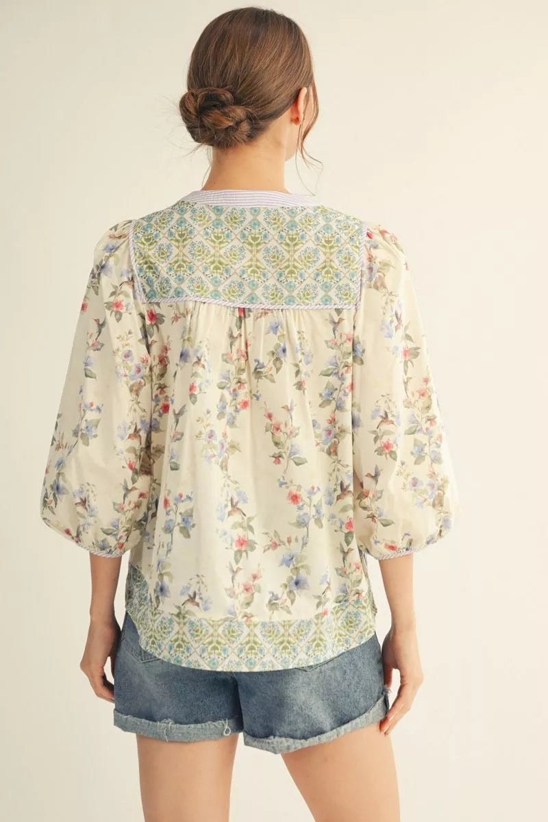 Peasant Floral Top