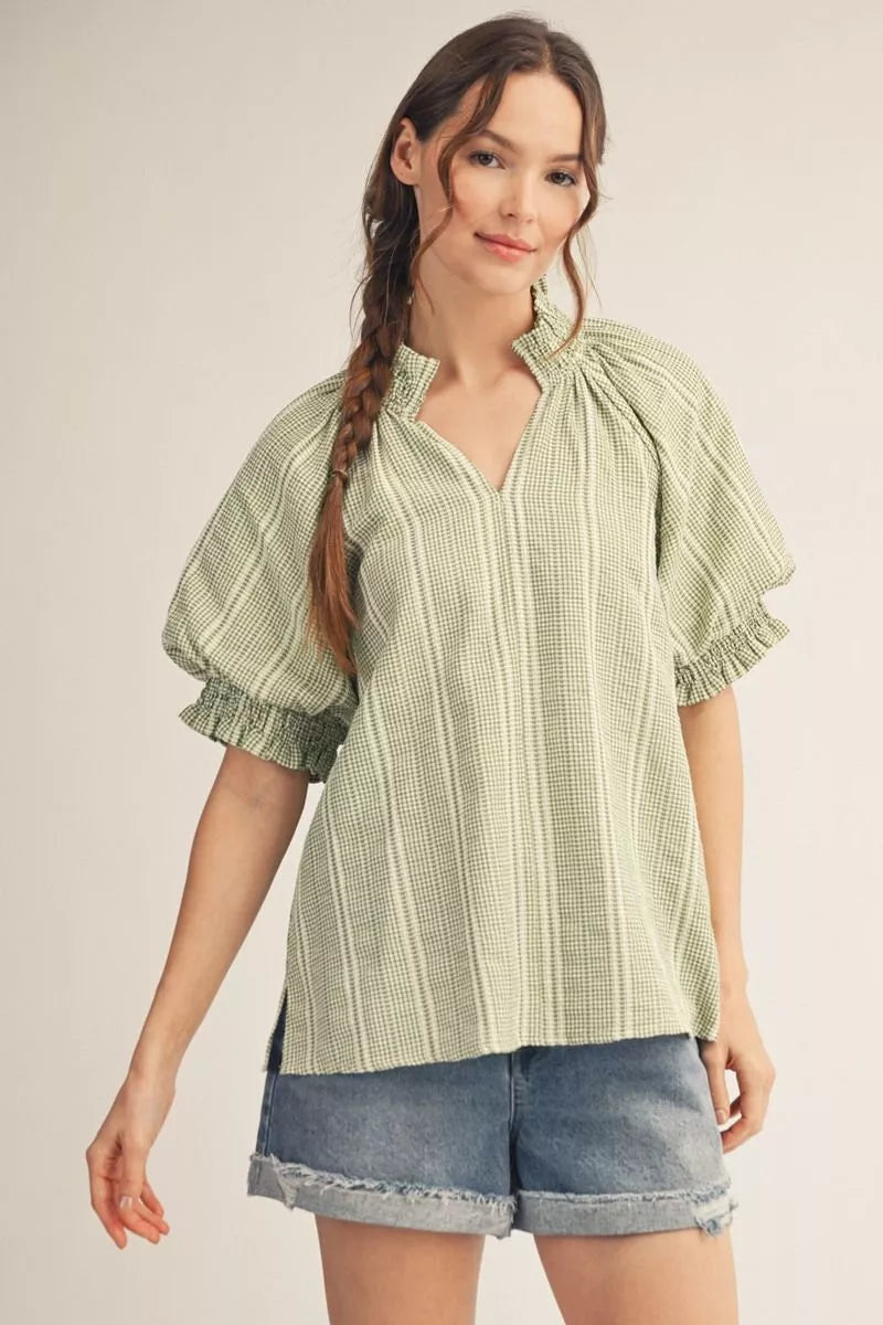 Sage Stripe Top