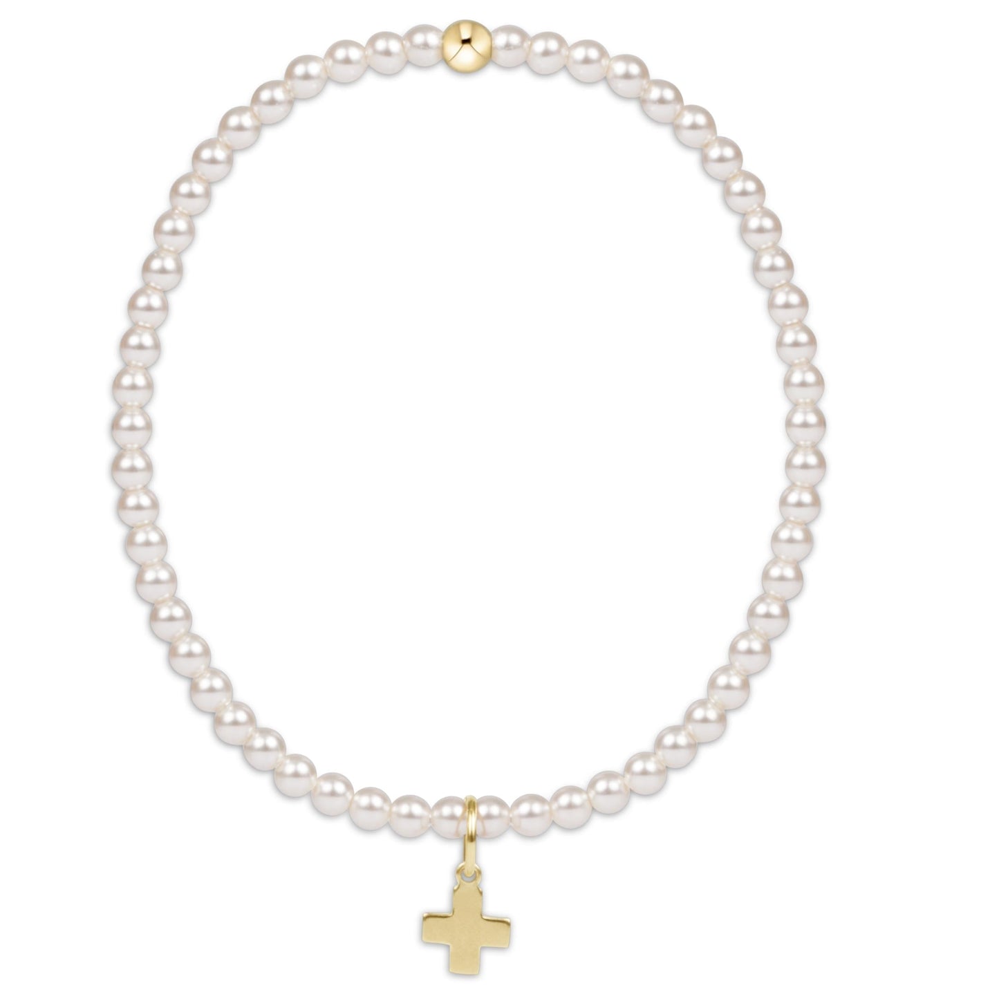 enewton Classic Pearl 3mm Cross Charm Bracelet